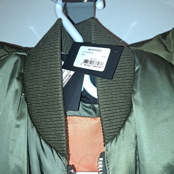 ❤️Gorgeous MAJE  Detail Down Coat with hood In Khaki size M or 40. NEVER WORN - Picture 3 of 4